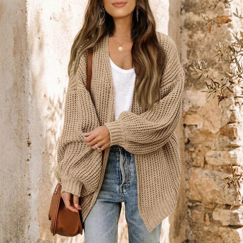 Heidi-Outlet - Visin | Waffle-Knit Open-Front Knit Cardigan Women