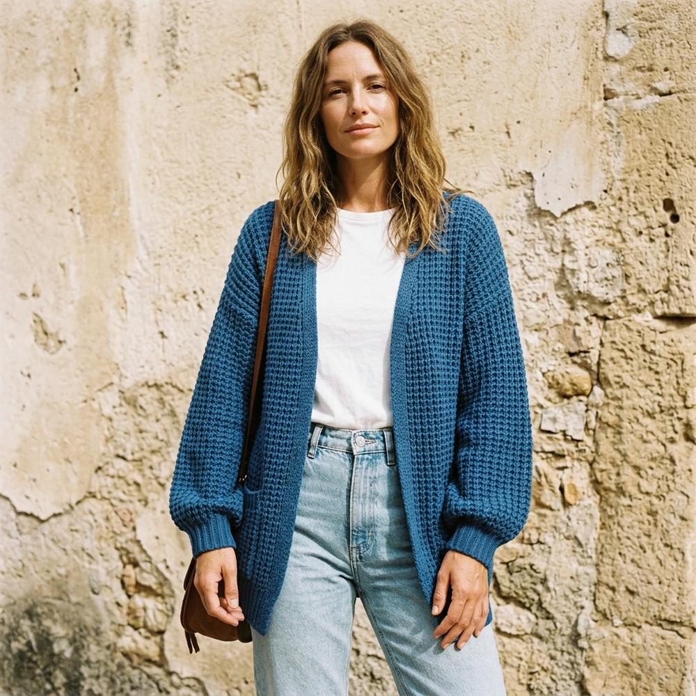 Heidi-Outlet - Visin | Waffle-Knit Open-Front Knit Cardigan Women
