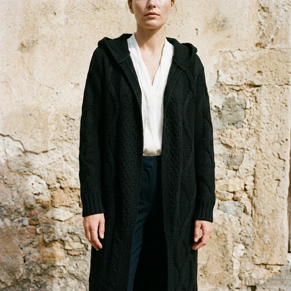 Heidi-Outlet - Arvan | Cable-Knit Hooded Knit Cardigan Women