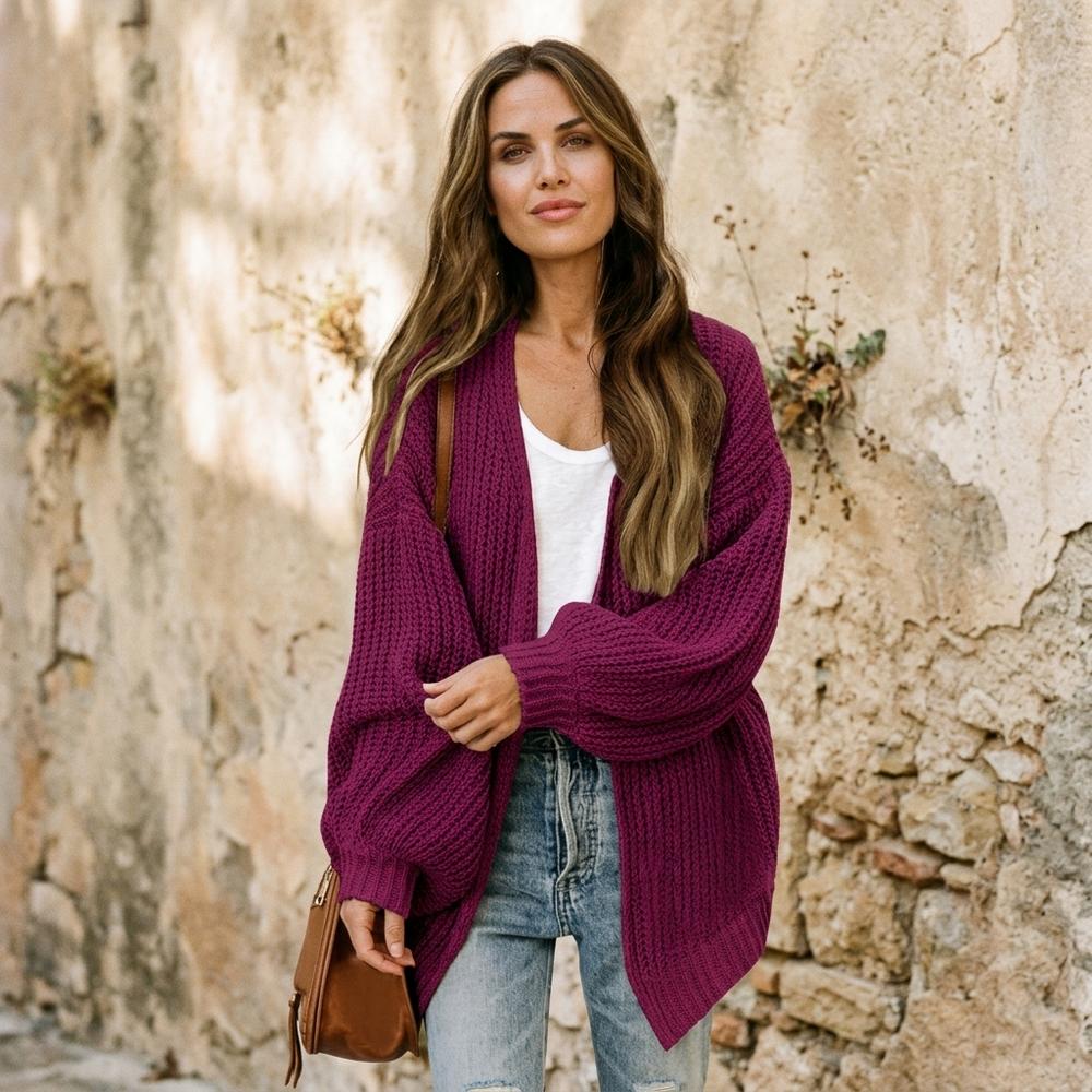 Heidi-Outlet - Visin | Waffle-Knit Open-Front Knit Cardigan Women