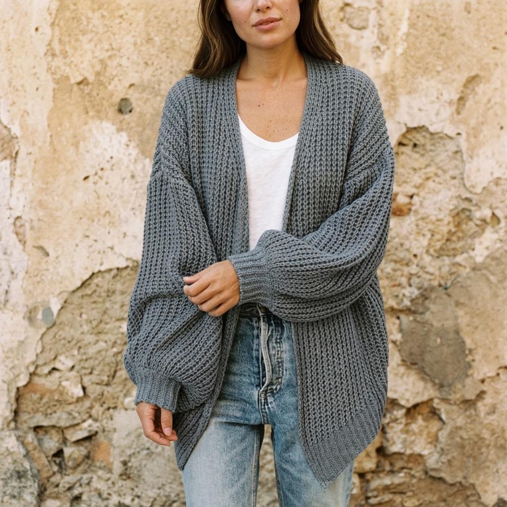 Heidi-Outlet - Visin | Waffle-Knit Open-Front Knit Cardigan Women