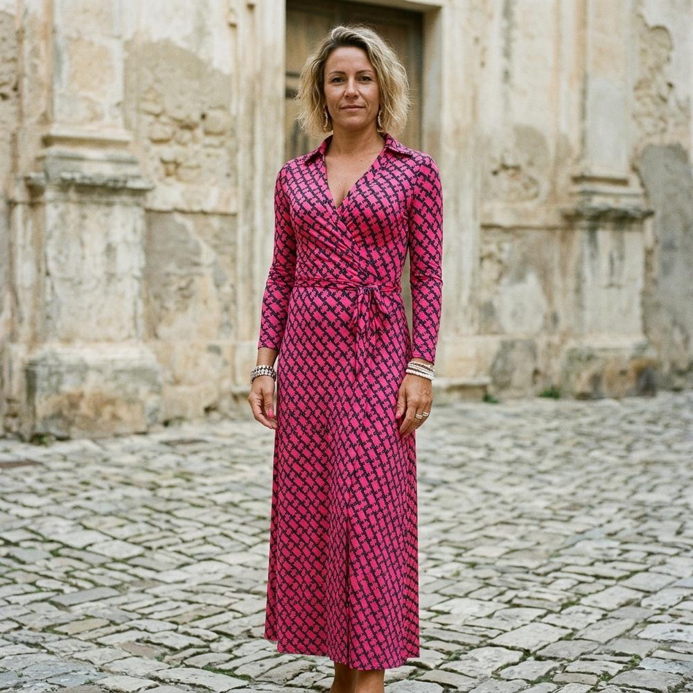 Heidi-Outlet - Sesil | Patterned Collared Maxi Dress Women