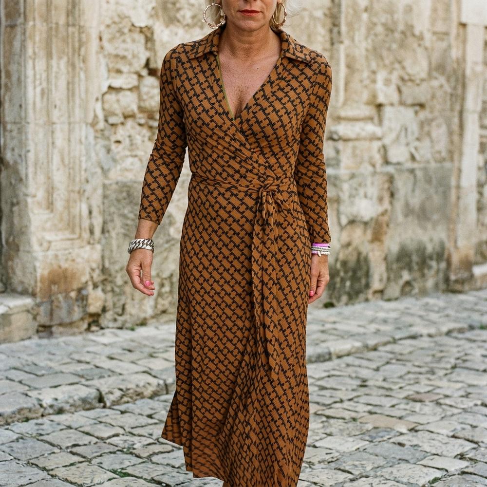 Heidi-Outlet - Sesil | Patterned Collared Maxi Dress Women