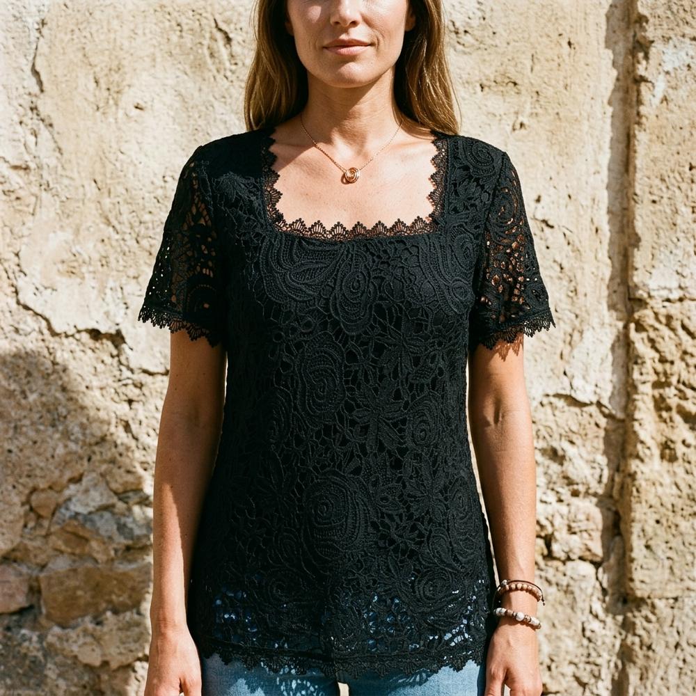 Heidi-Outlet - Taram | Lace Square-Neck Blouse Women