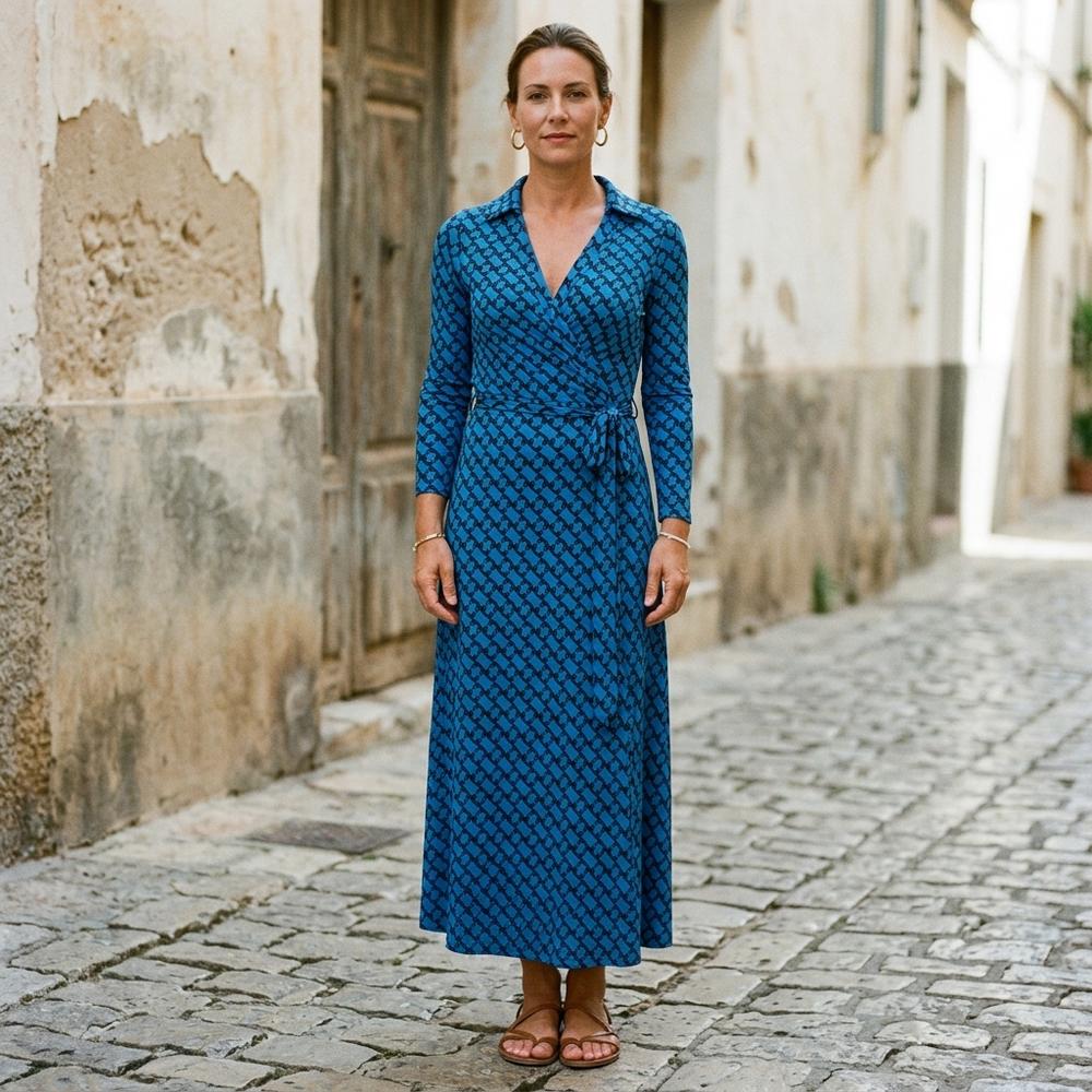 Heidi-Outlet - Sesil | Patterned Collared Maxi Dress Women
