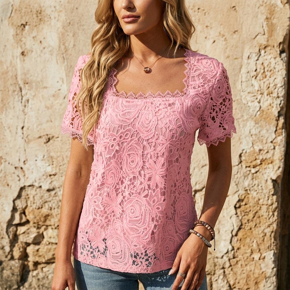 Heidi-Outlet - Taram | Lace Square-Neck Blouse Women