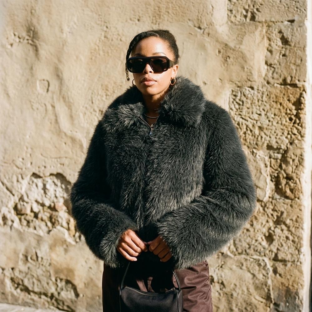 Heidi-Outlet - Niram | Faux-Fur Cropped Jacket Women
