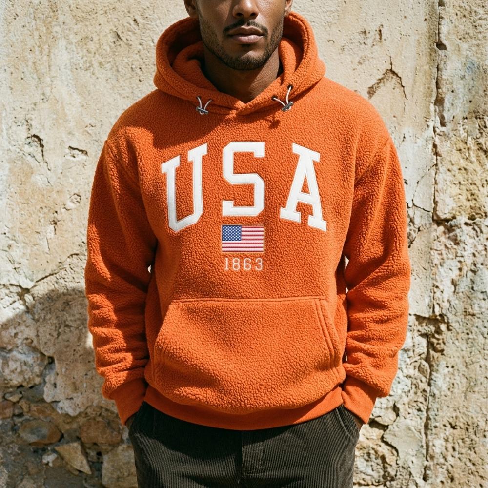 Heidi-Outlet - Kalen | Fleece Appliquéd Hoodie Men