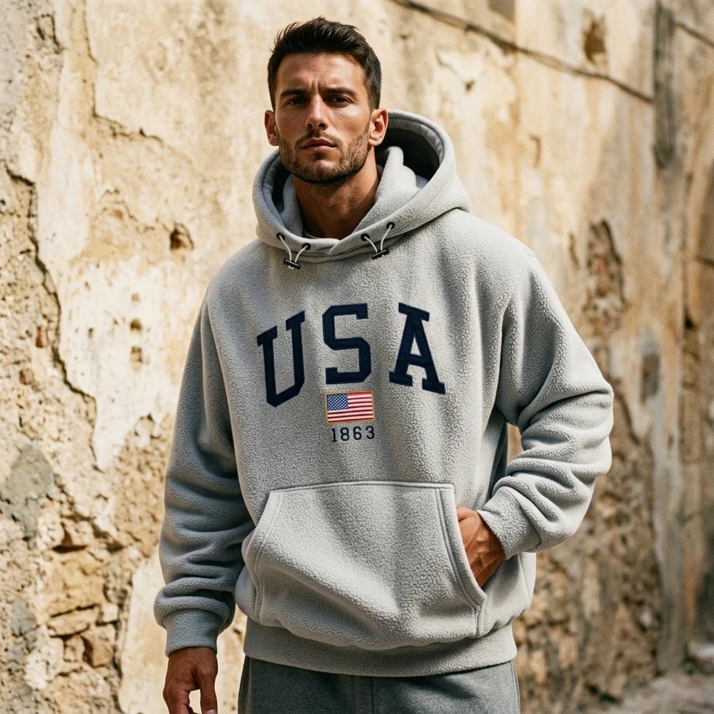 Heidi-Outlet - Kalen | Fleece Appliquéd Hoodie Men