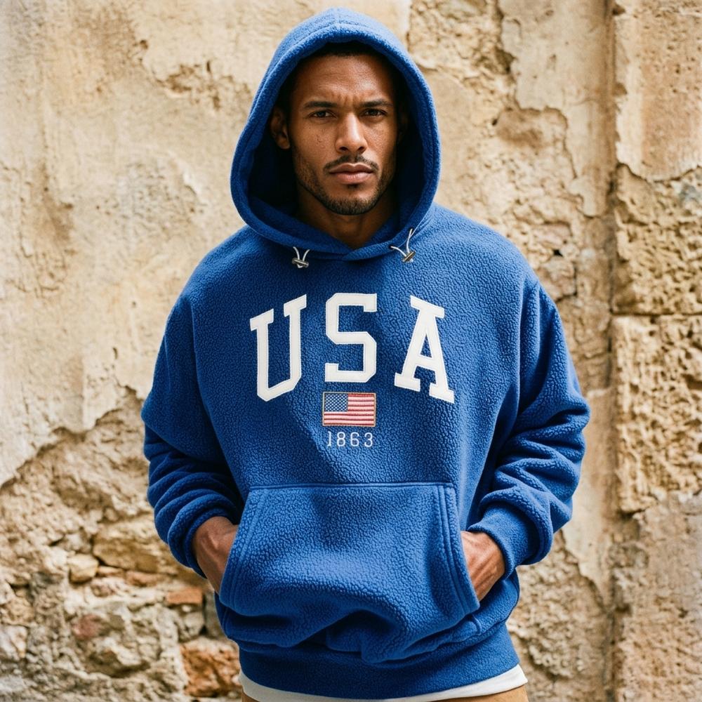Heidi-Outlet - Kalen | Fleece Appliquéd Hoodie Men