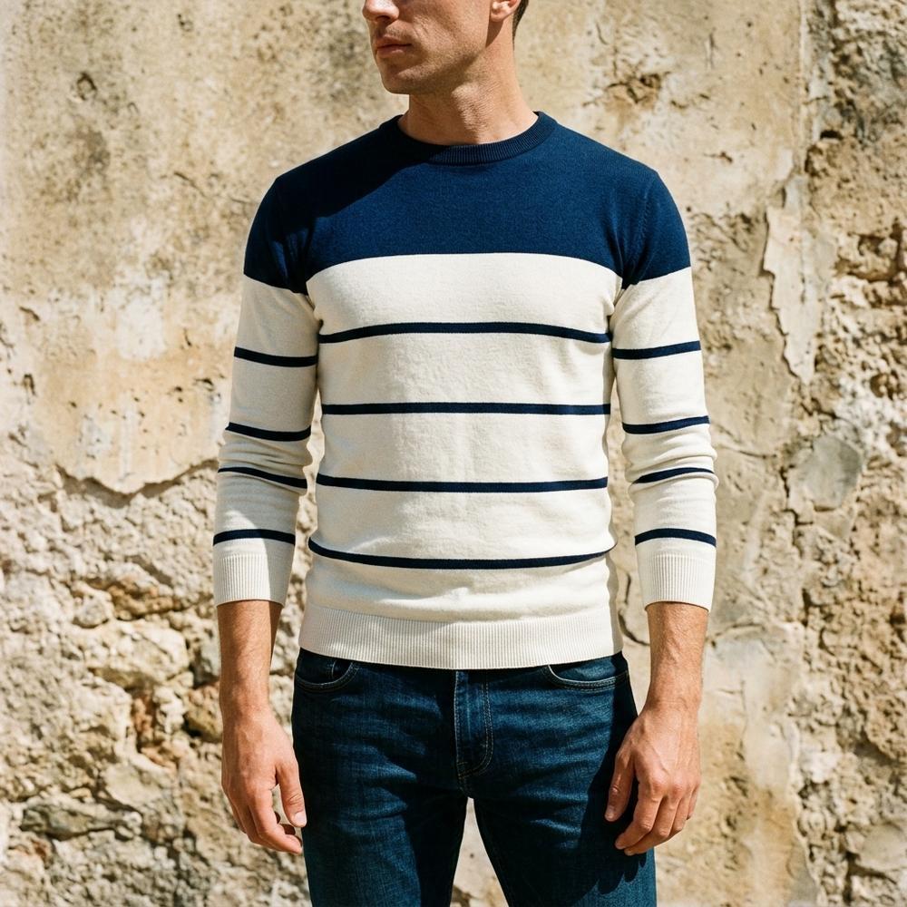 Heidi-Outlet - Minav | Striped Color-Block Sweater Men