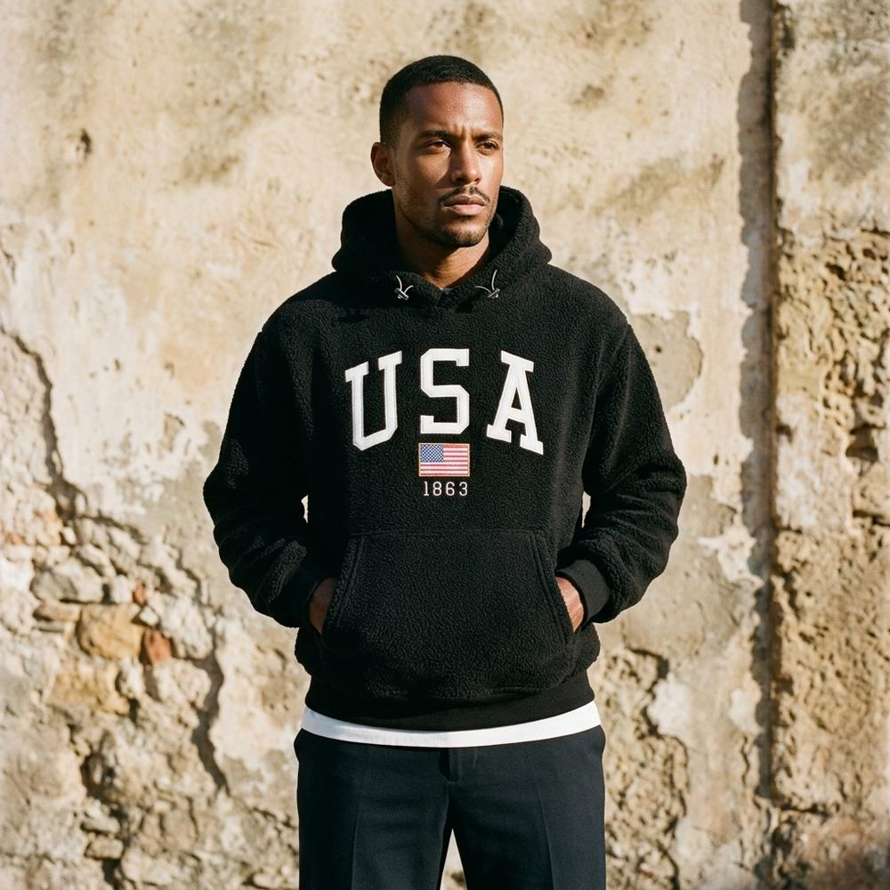 Heidi-Outlet - Kalen | Fleece Appliquéd Hoodie Men