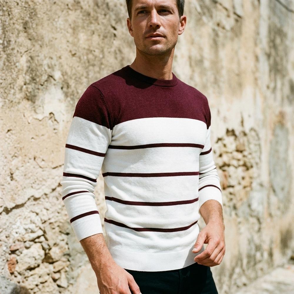Heidi-Outlet - Minav | Striped Color-Block Sweater Men