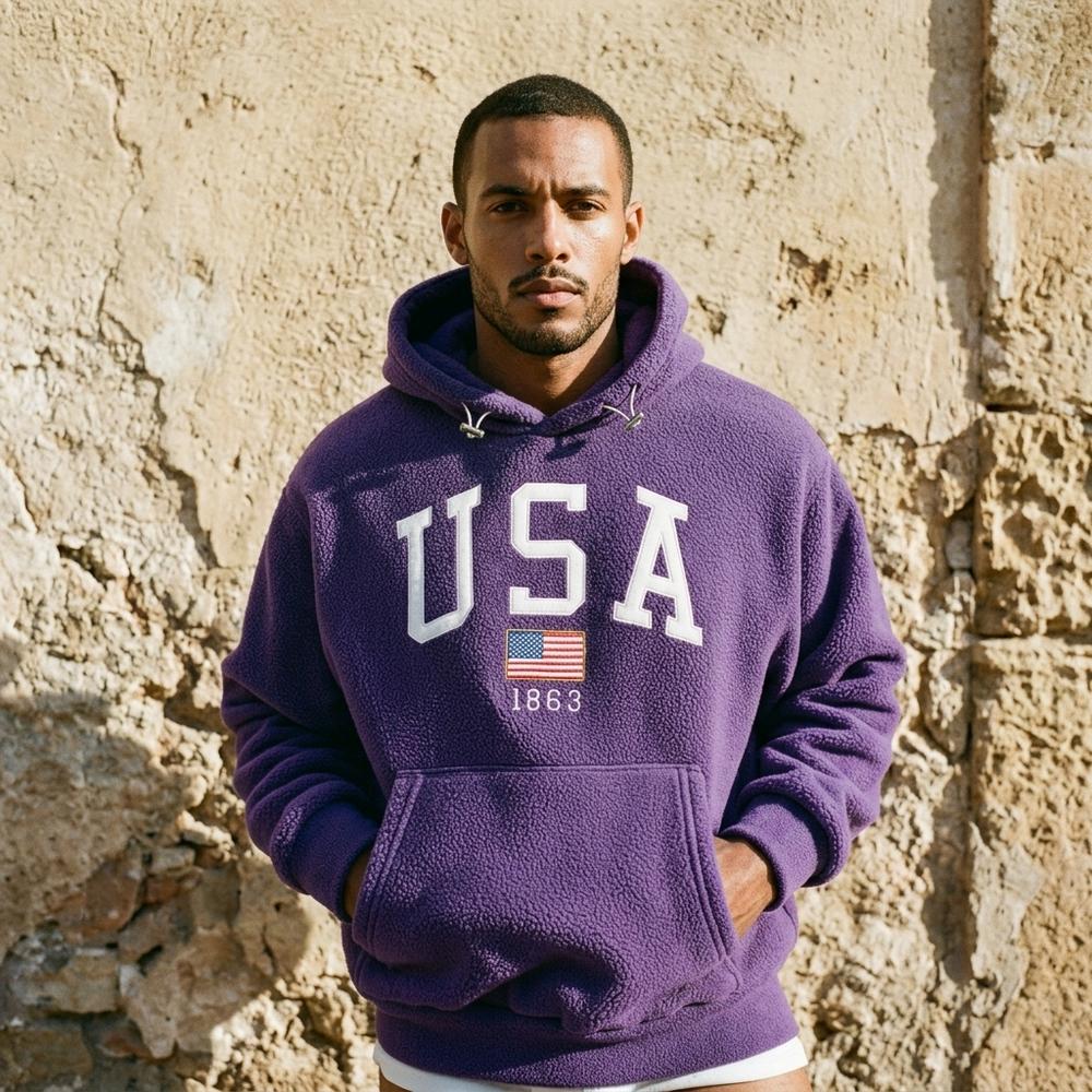 Heidi-Outlet - Kalen | Fleece Appliquéd Hoodie Men
