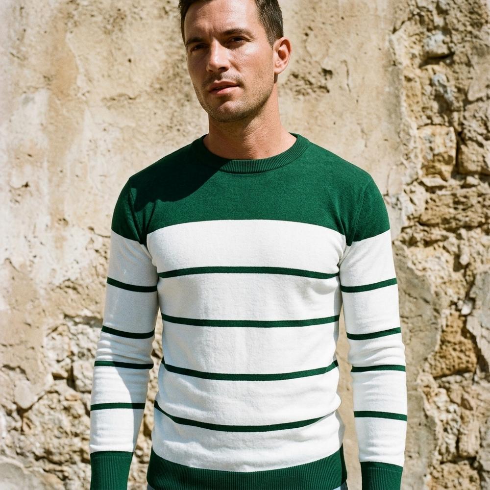 Heidi-Outlet - Minav | Striped Color-Block Sweater Men