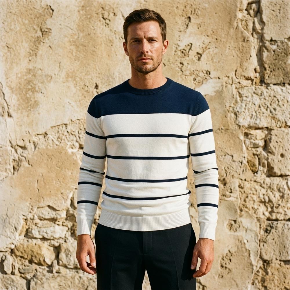 Heidi-Outlet - Minav | Striped Color-Block Sweater Men