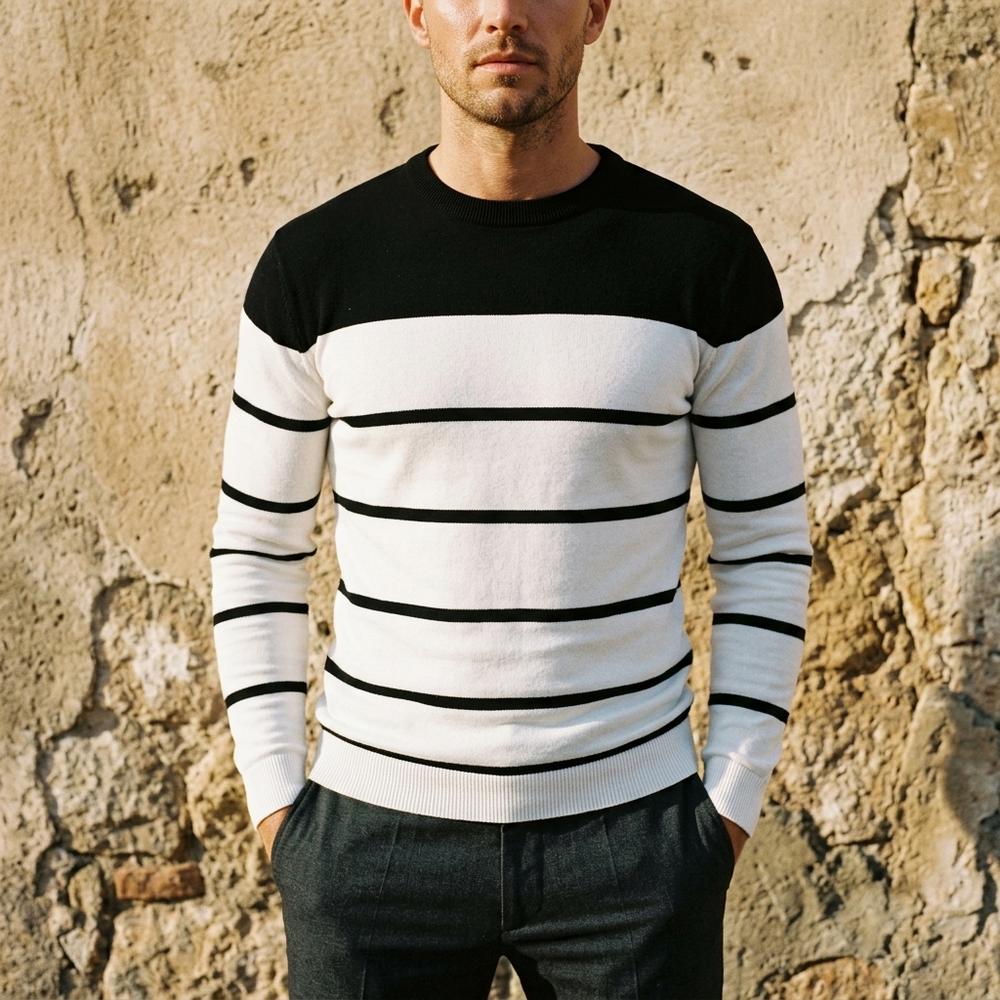 Heidi-Outlet - Minav | Striped Color-Block Sweater Men