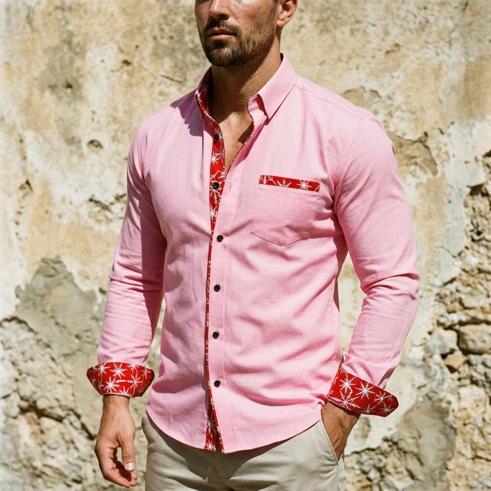 Heidi-Outlet - Riven | Cotton Patterned-Trim Shirt Men