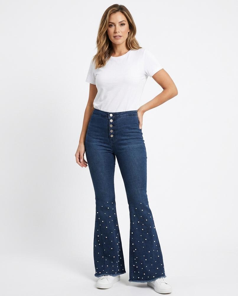 Heidi-Outlet - Yubid | High-Waisted Bead-Embellished Pants Women