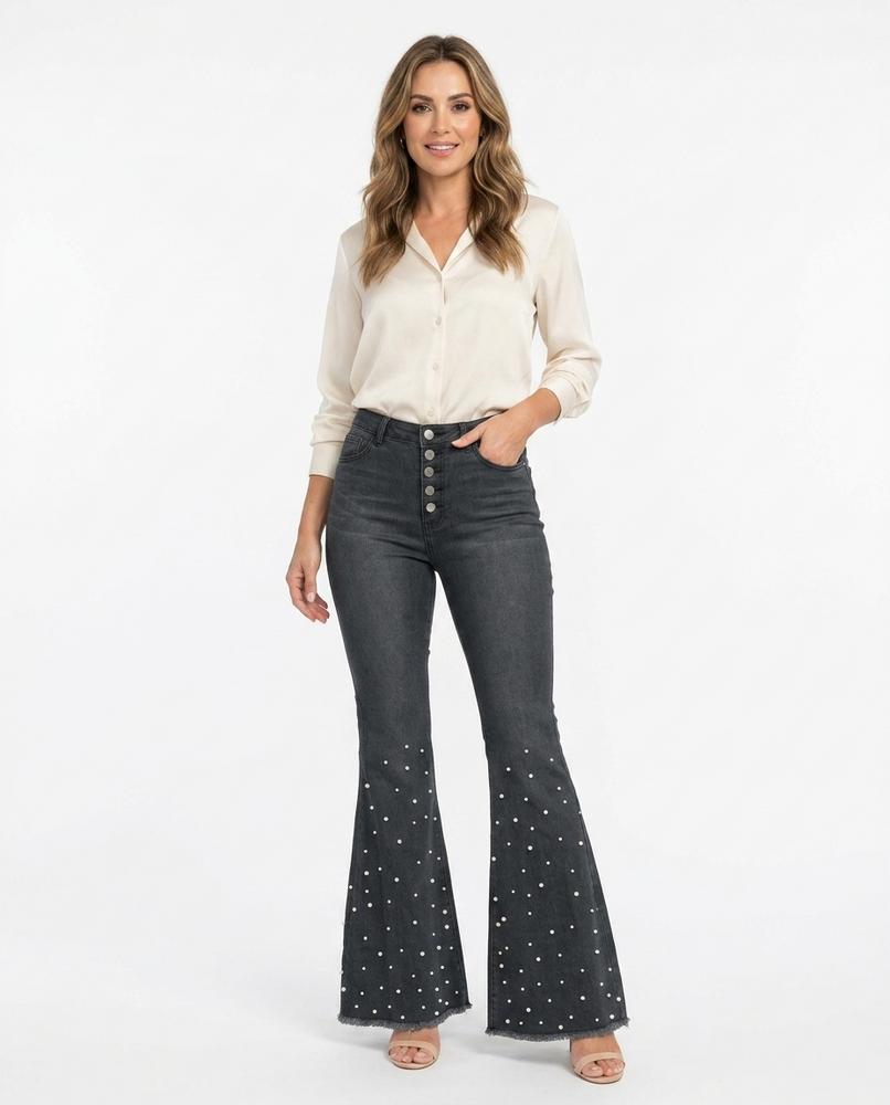 Heidi-Outlet - Yubid | High-Waisted Bead-Embellished Pants Women