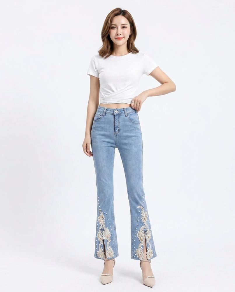 Heidi-Outlet - Rezur | Embellished Flared Pants Women