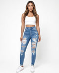 Heidi-Outlet - Aozer | High-Waisted Distressed Pants Women