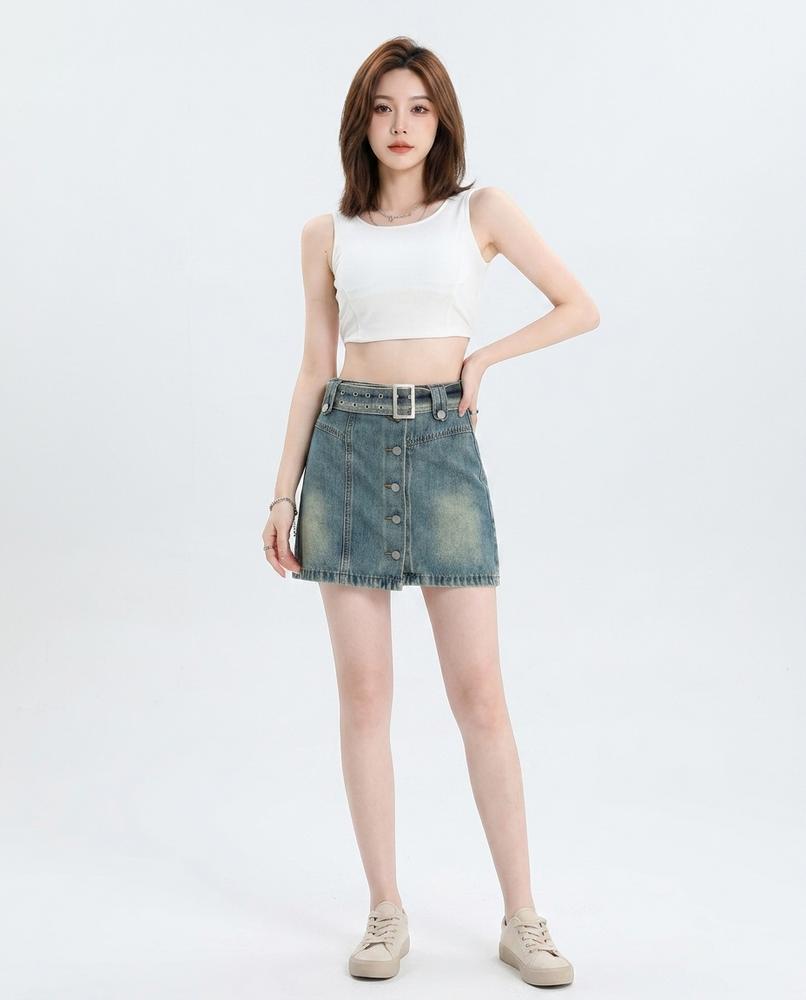 Heidi-Outlet - Eikad | Belted Button-Front Skirt Women