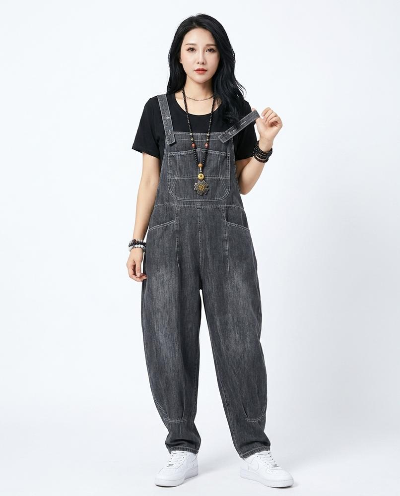 Heidi-Outlet - Eivul | Washed-Out Loose-Fit Jumpsuit Unisex