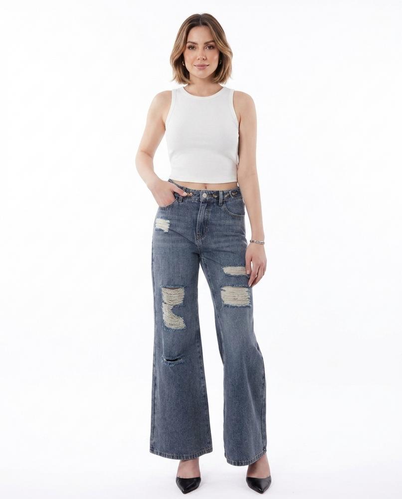 Heidi-Outlet - Eofar | Wide-Leg Distressed Pants Women