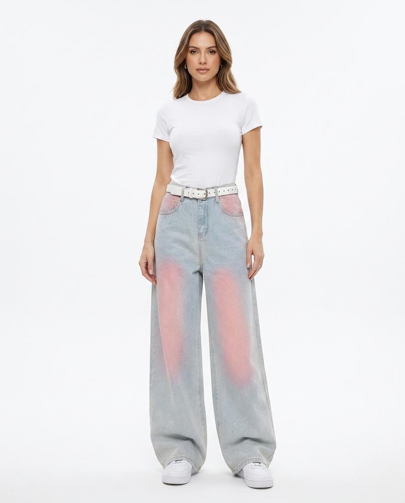 Heidi-Outlet - Cimun | Wide-Leg Rhinestone Pants Women