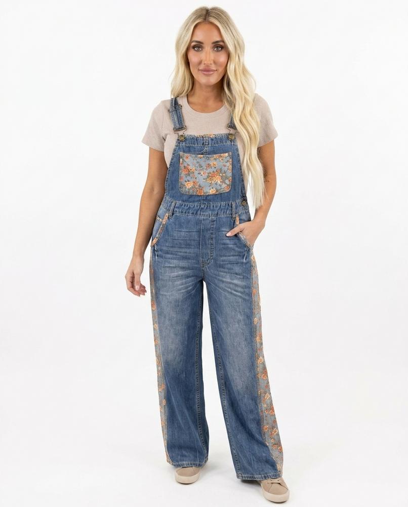 Heidi-Outlet - Vafer | Denim Floral-Trim Pants Women