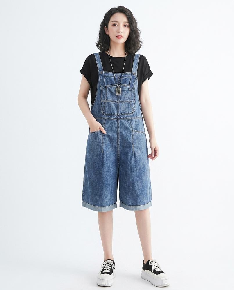Heidi-Outlet - Rikad | Denim Bib-Front Pants Women