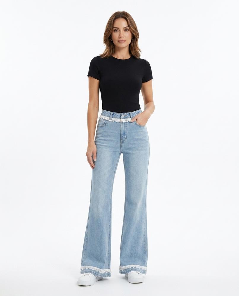 Heidi-Outlet - Mulin | Lace-Trimmed Flared Pants Women