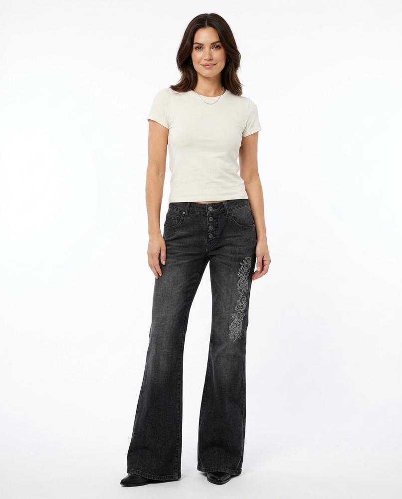 Heidi-Outlet - Aegad | Embroidered Flared Pants Women