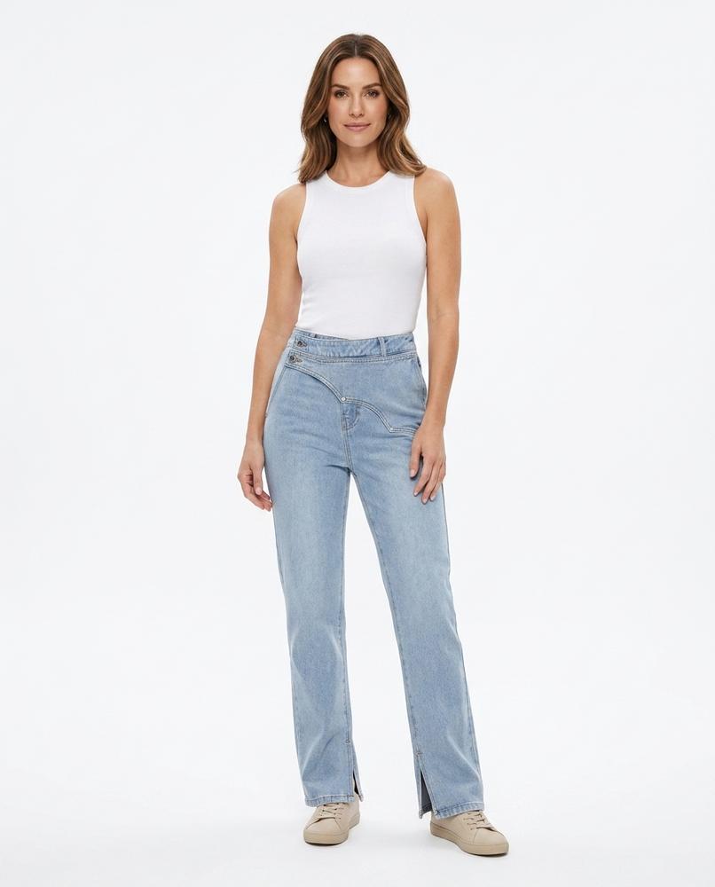 Heidi-Outlet - Cefun | Asymmetrical Slit-Hem Pants Women