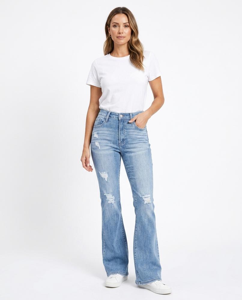 Heidi-Outlet - Yokas | High-Waisted Distressed Pants Women