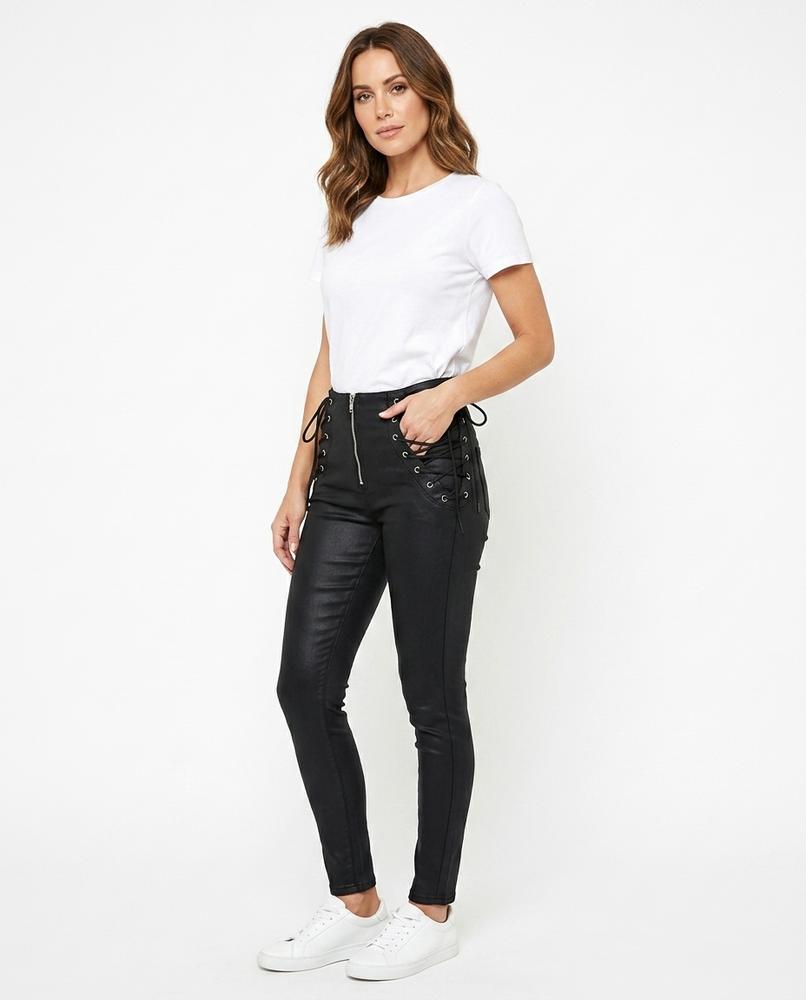 Heidi-Outlet - Lazot | High-Waisted Lace-Up Pants Women