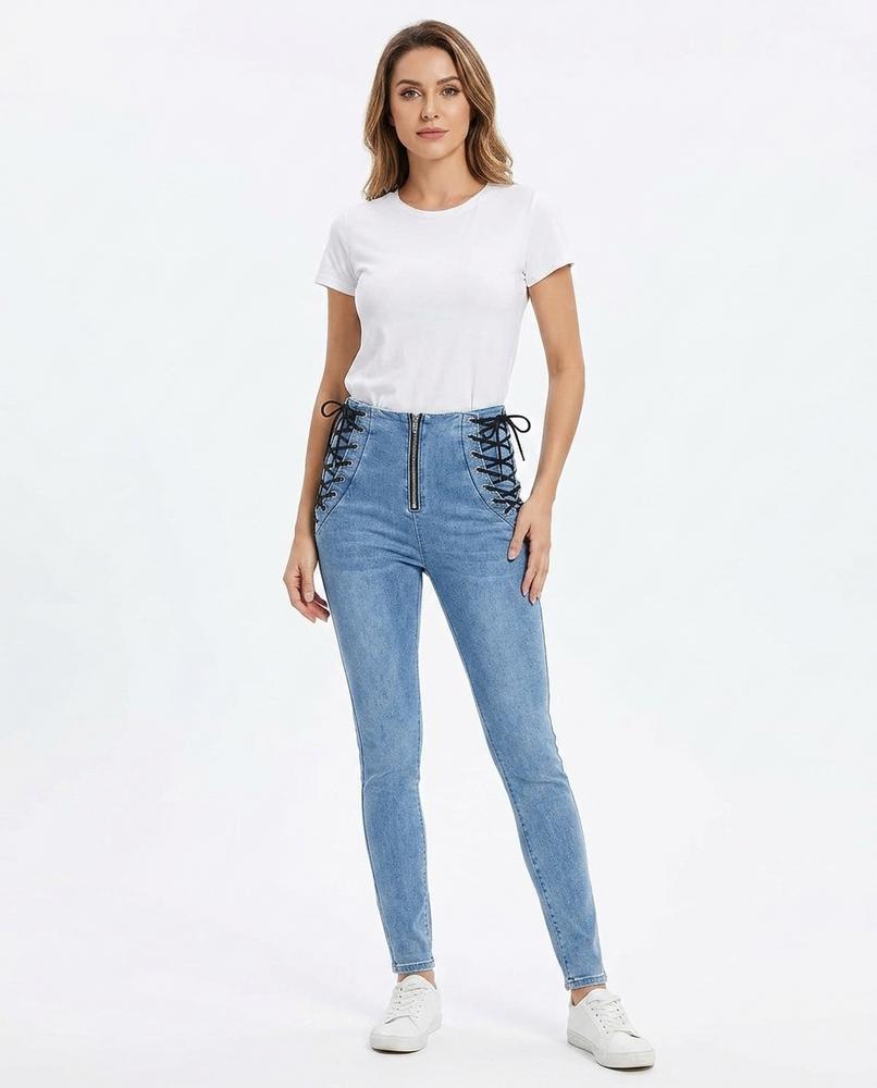 Heidi-Outlet - Lazot | High-Waisted Lace-Up Pants Women