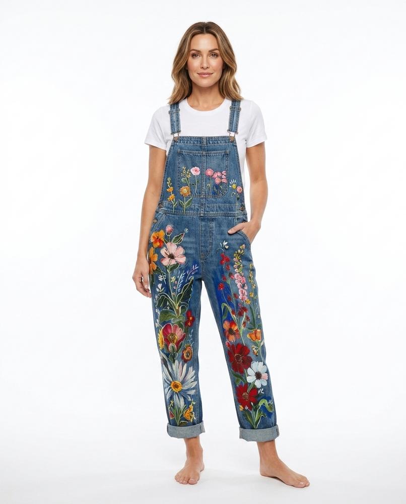 Heidi-Outlet - Suvud | Floral-Pattern Denim Pants Women