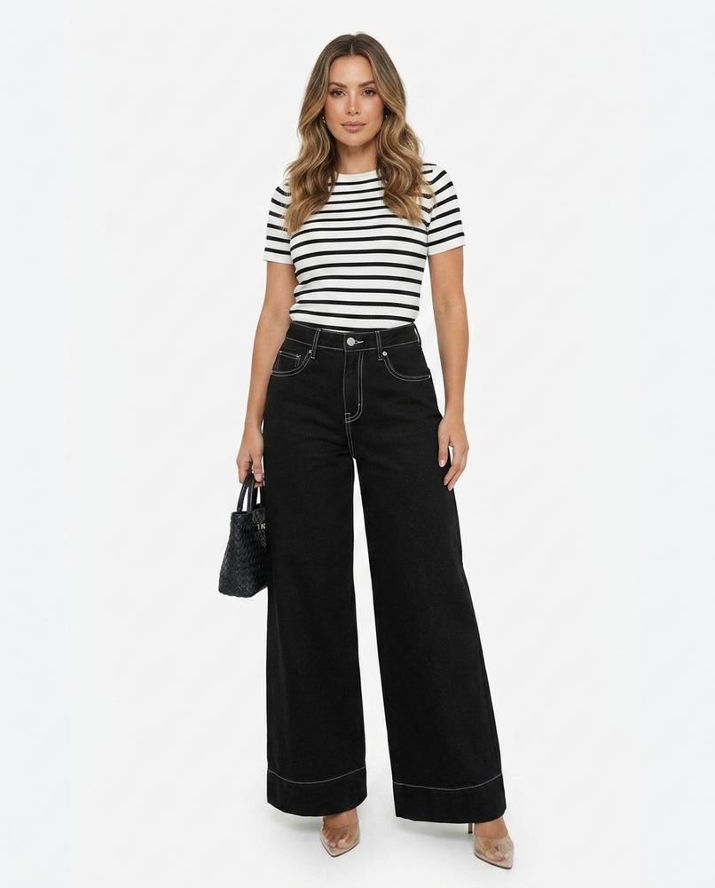 Heidi-Outlet - Aenet | Wide-Leg Contrast-Stitch Pants Women