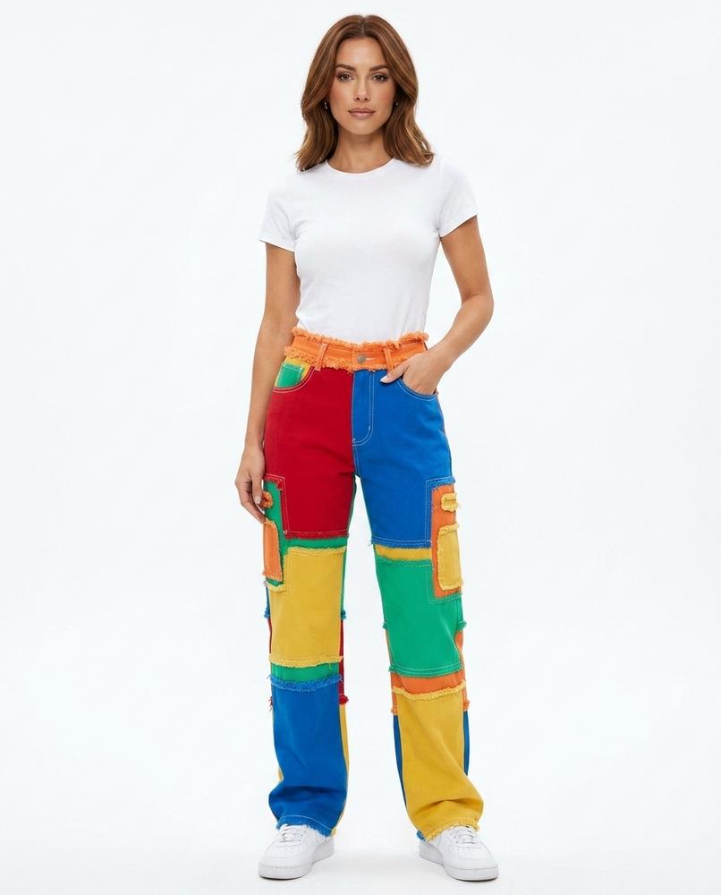 Heidi-Outlet - Kenar | Patchwork High-Waist Pants Women