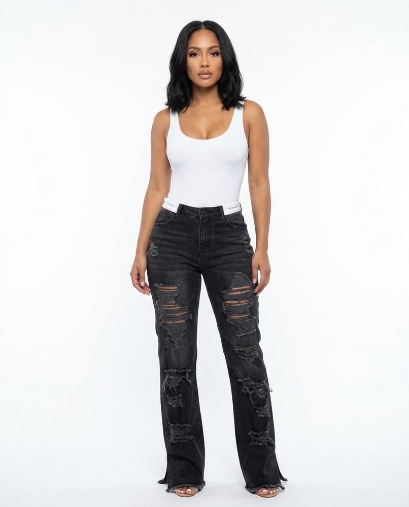 Heidi-Outlet - Mesin | High-Waisted Distressed Pants Women