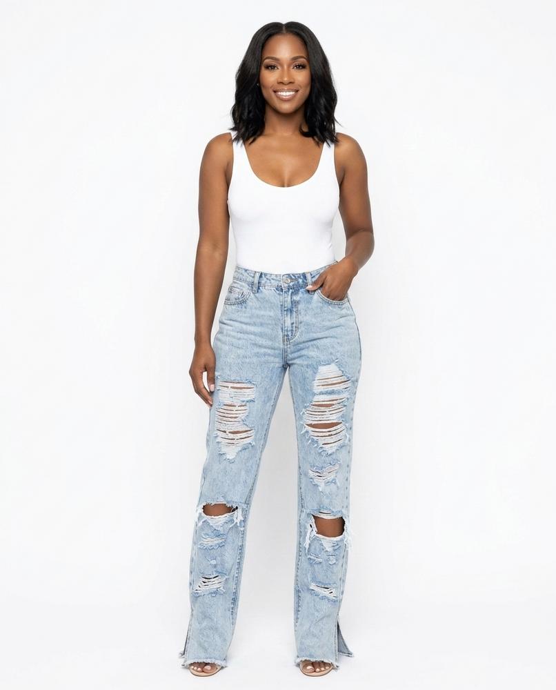 Heidi-Outlet - Mesin | High-Waisted Distressed Pants Women