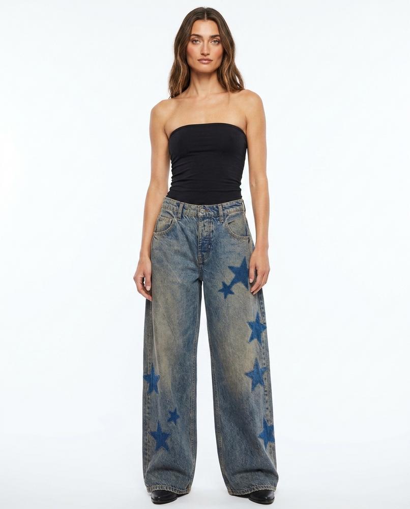Heidi-Outlet - Tapul | Wide-Leg Star-Print Pants Women