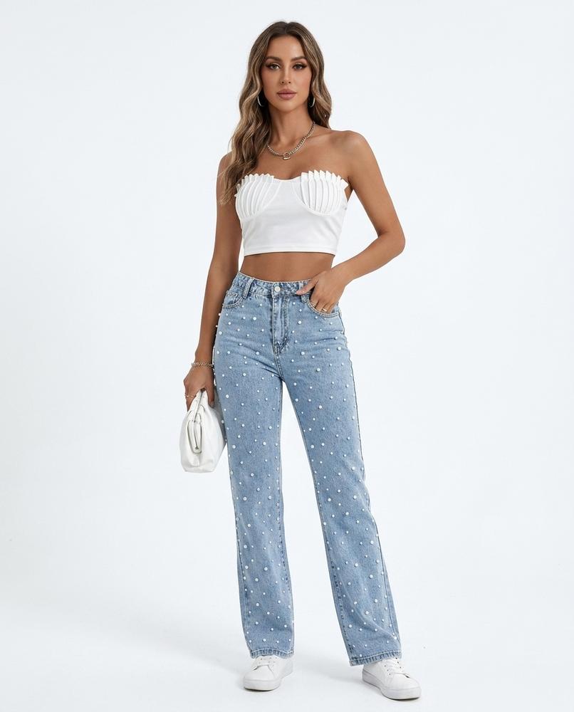Heidi-Outlet - Dokut | Pearl-Embellished Straight-Leg Pants Women