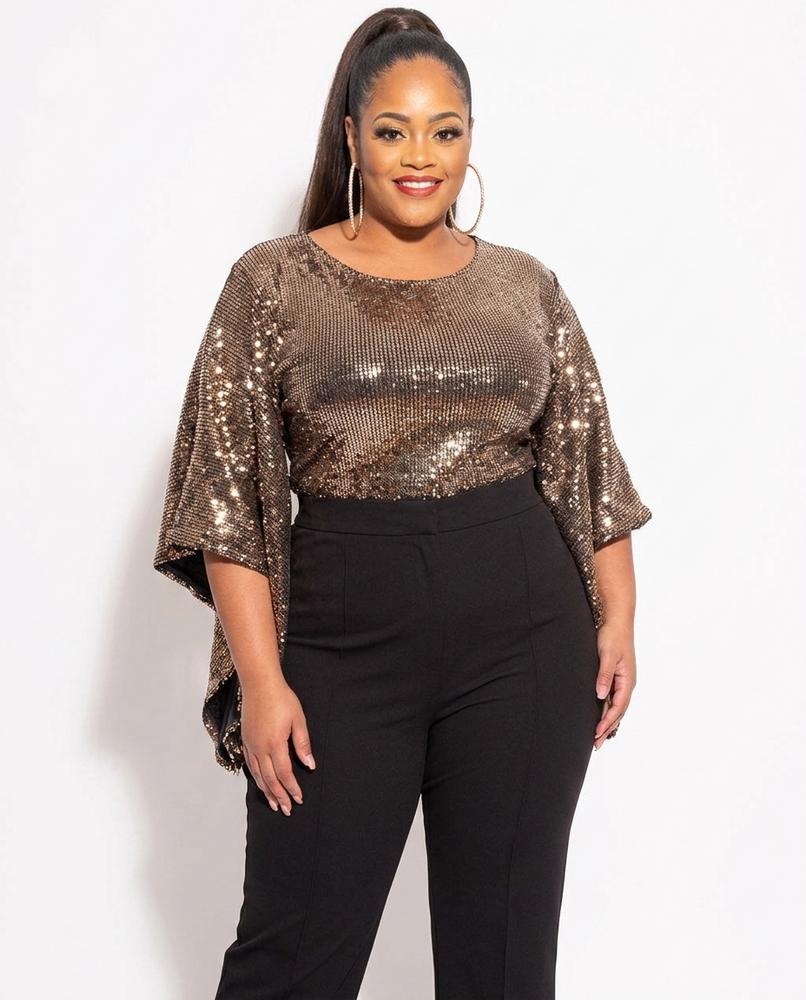 Heidi-Outlet - Rovum | Sequined Asymmetrical Top Women