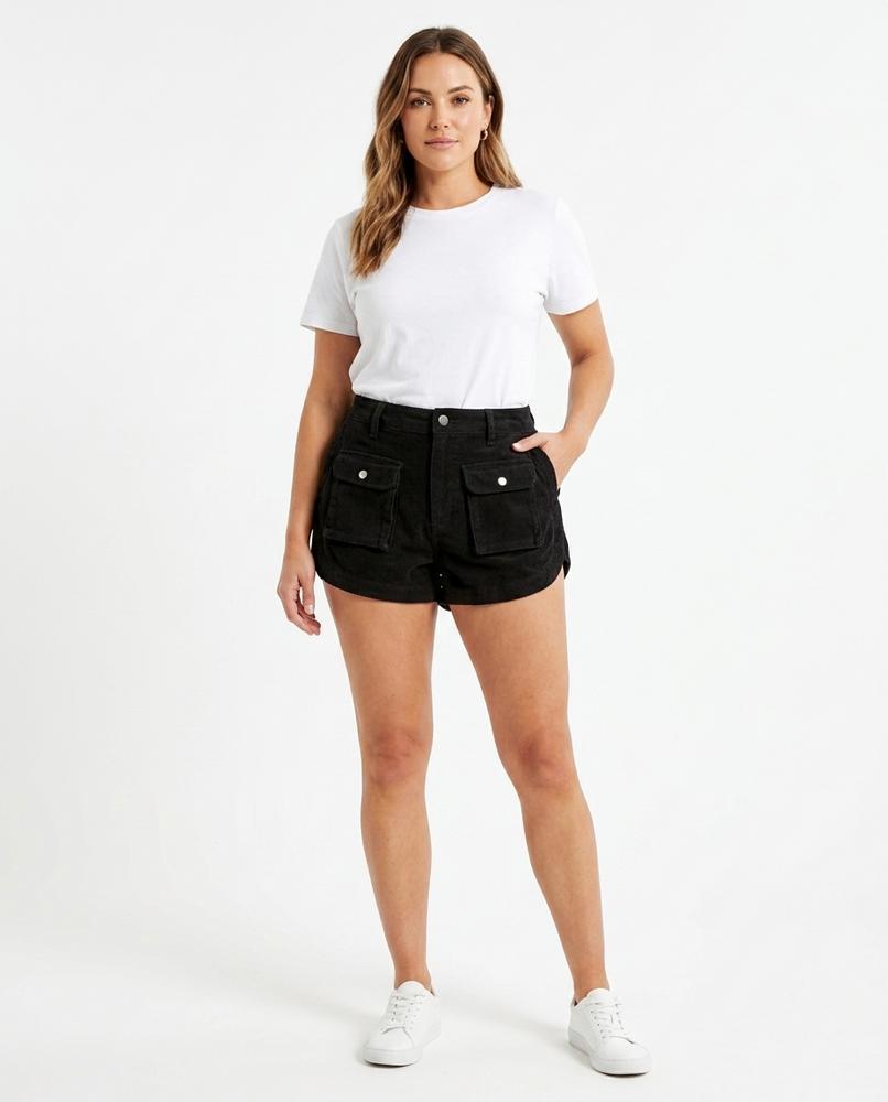 Heidi-Outlet - Sowun | Corduroy High-Waist Shorts Women