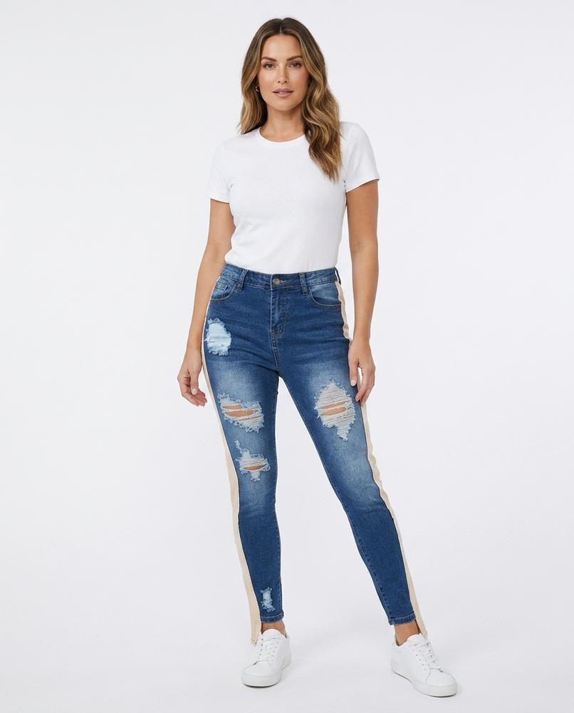 Heidi-Outlet - Tedod | Distressed Side-Stripe Pants Women