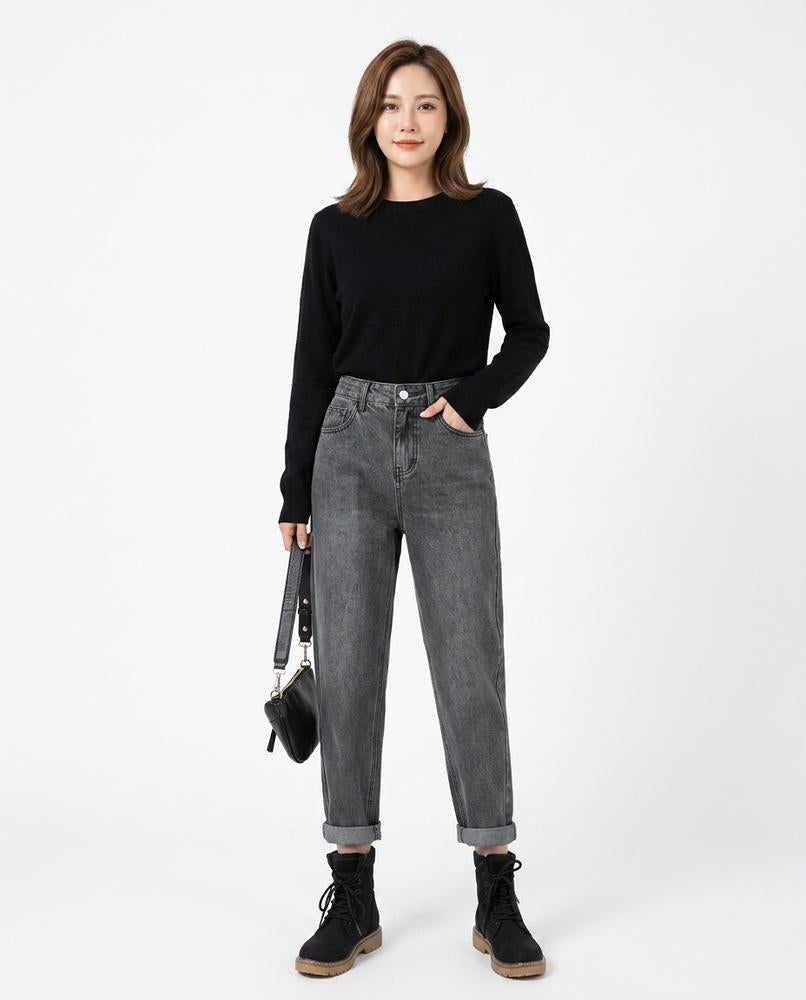 Heidi-Outlet - Zobil | High-Waist Washed Pants Women
