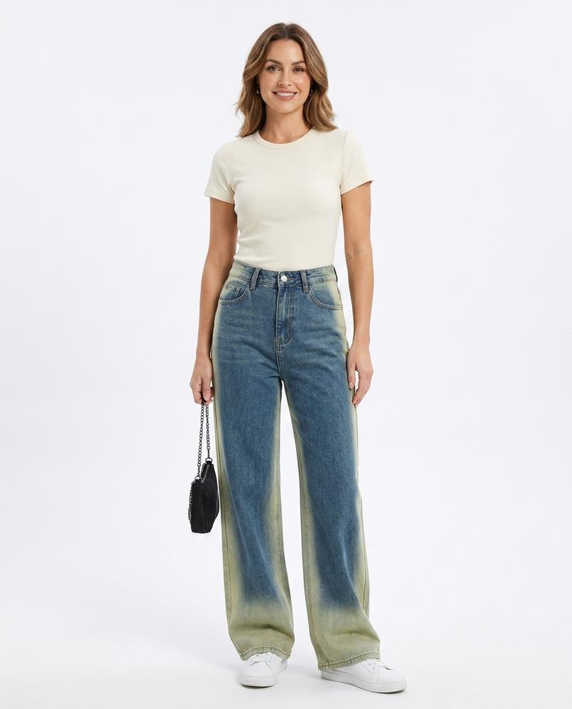 Heidi-Outlet - Ausek | Two-Tone Wide-Leg Pants Women